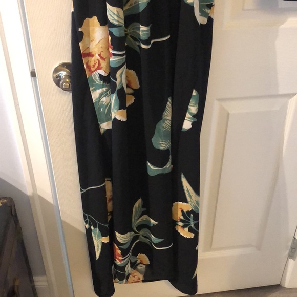 Zaful Black Flower Halter Maxi Dress - Picture 2 of 3